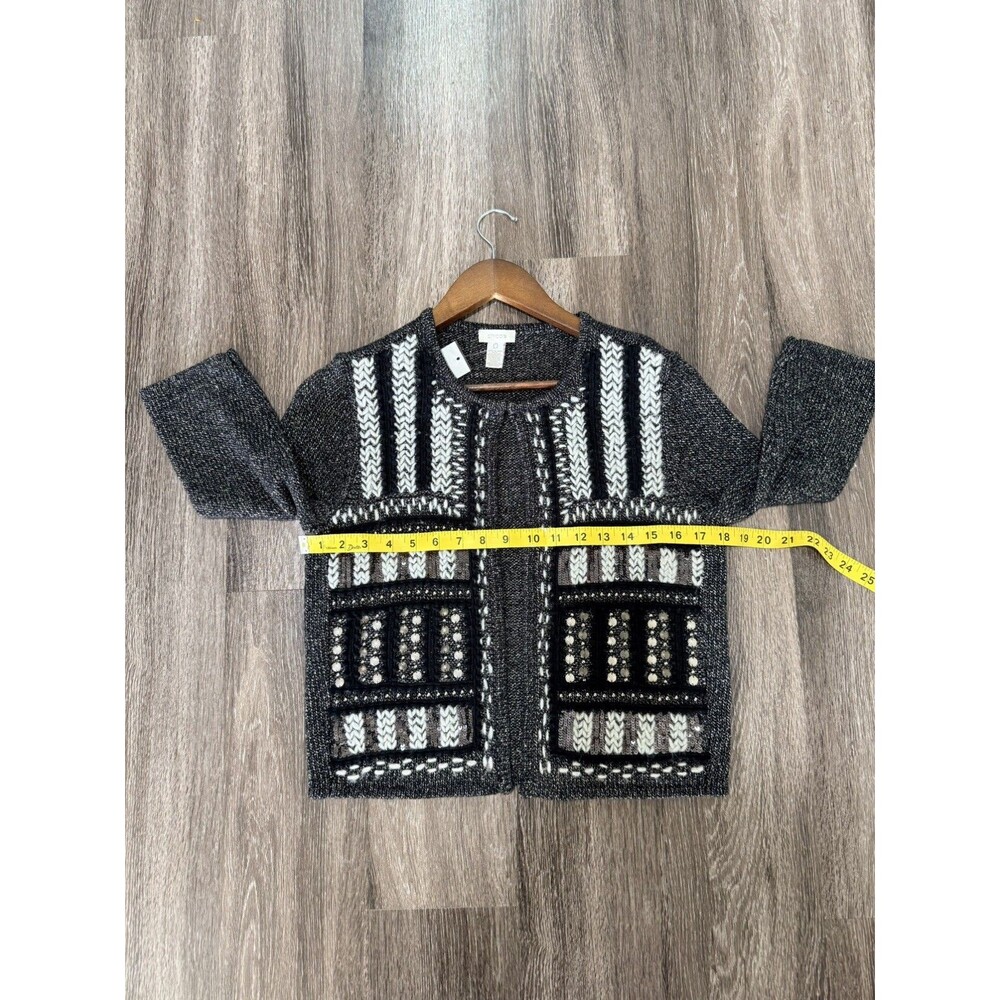 Chico's Embellished Open Front Cardigan Sweater Size 0 (S) Glam Festive Party - Picture 10 of 12